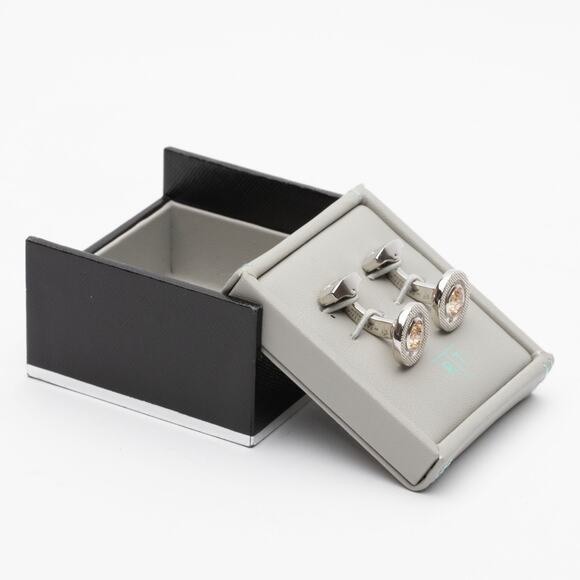 Tateossian Halo Rhodium Plated Round Cufflinks - Picture 5 of 8